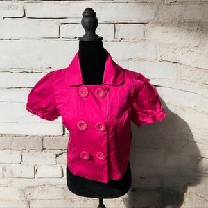 Dalia Collection Women's short-sleeved double-breasted cropped Boluse BSize XSP